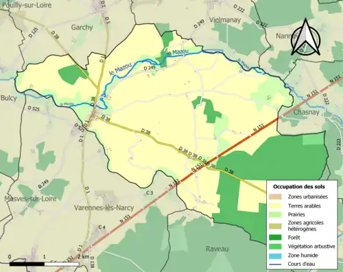 Carte en couleurs présentant l'occupation des sols.