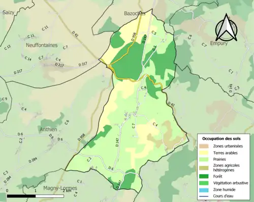 Carte en couleurs présentant l'occupation des sols.