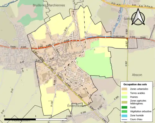 Carte en couleurs présentant l'occupation des sols.