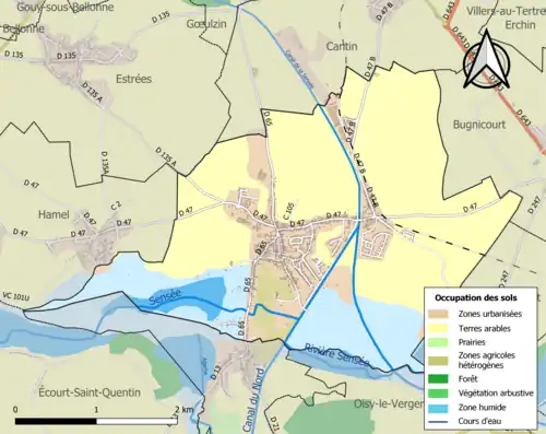 Carte en couleurs présentant l'occupation des sols.