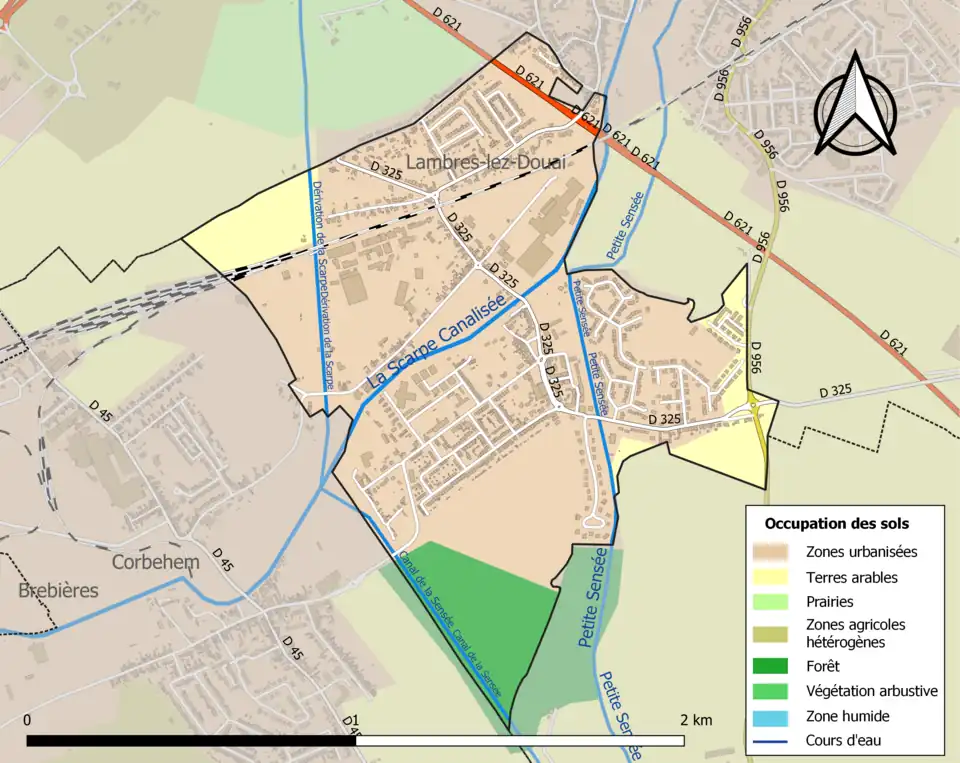 Carte en couleurs présentant l'occupation des sols.