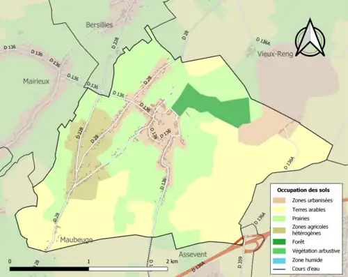 Carte en couleurs présentant l'occupation des sols.