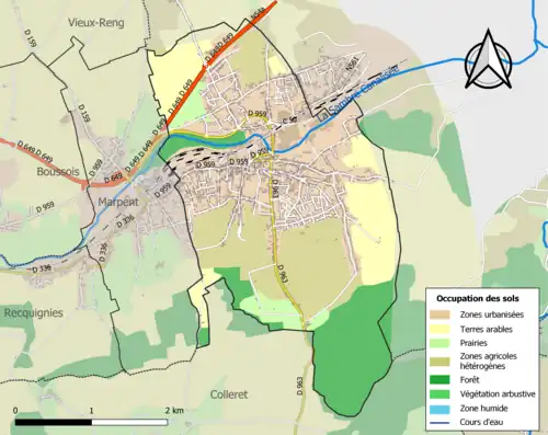 Carte en couleurs présentant l'occupation des sols.