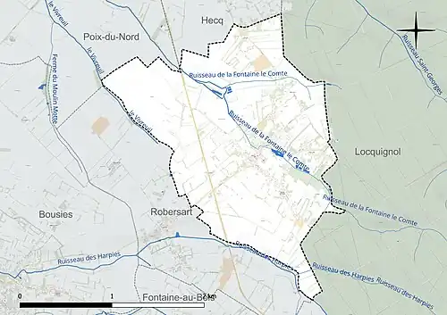 Carte hydrographique de la commune.