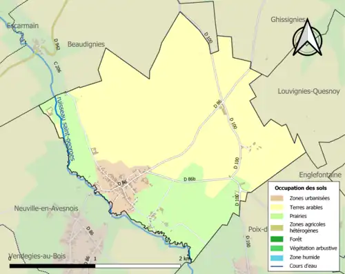 Carte en couleurs présentant l'occupation des sols.