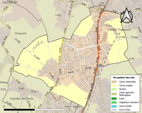 Carte en couleurs présentant l'occupation des sols.