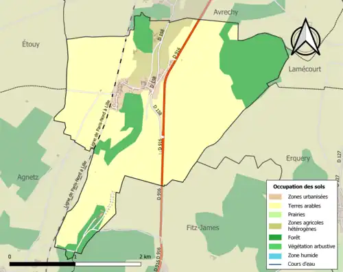 Carte en couleurs présentant l'occupation des sols.
