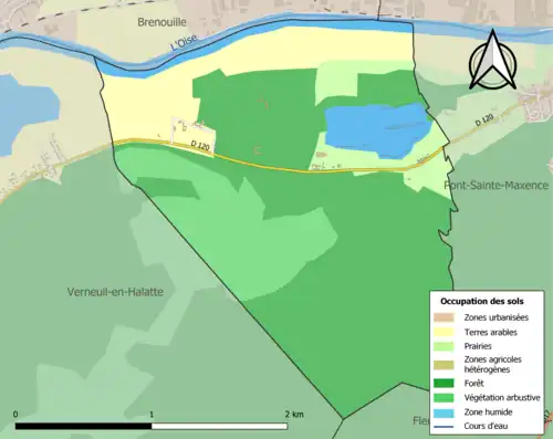 Carte en couleurs présentant l'occupation des sols.