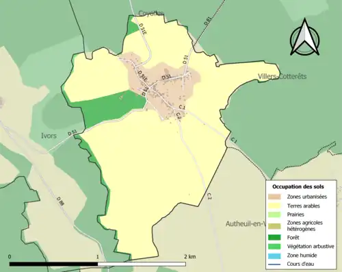Carte en couleurs présentant l'occupation des sols.