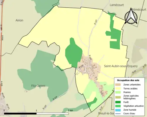 Carte en couleurs présentant l'occupation des sols.