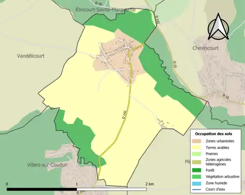 Carte en couleurs présentant l'occupation des sols.