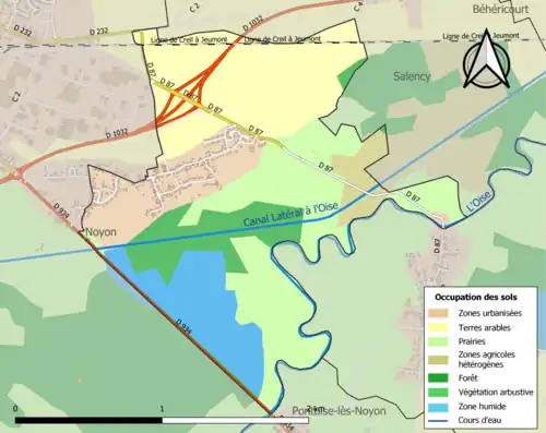 Carte en couleurs présentant l'occupation des sols.