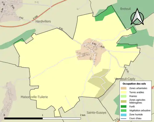 Carte en couleurs présentant l'occupation des sols.