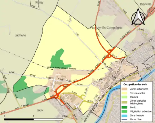 Carte en couleurs présentant l'occupation des sols.