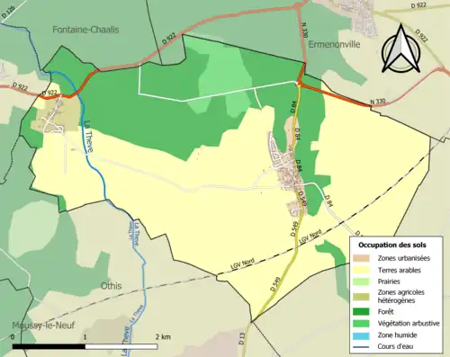 Carte en couleurs présentant l'occupation des sols.