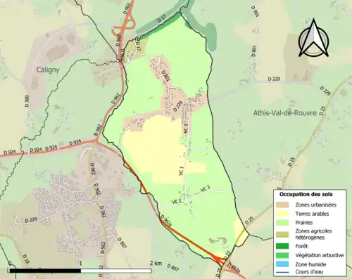 Carte en couleurs présentant l'occupation des sols.