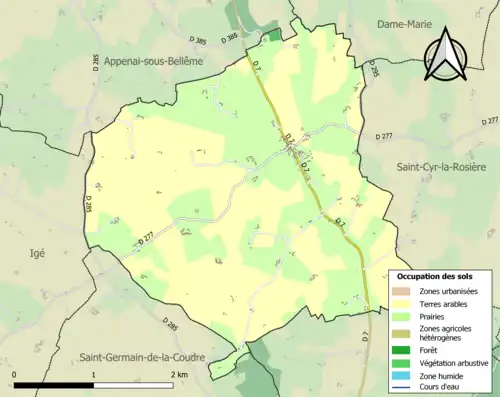 Carte en couleurs présentant l'occupation des sols.