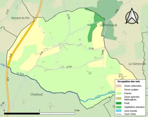 Carte en couleurs présentant l'occupation des sols.