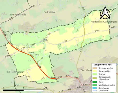 Carte en couleurs présentant l'occupation des sols.