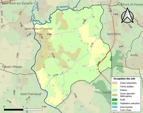 Carte en couleurs présentant l'occupation des sols.