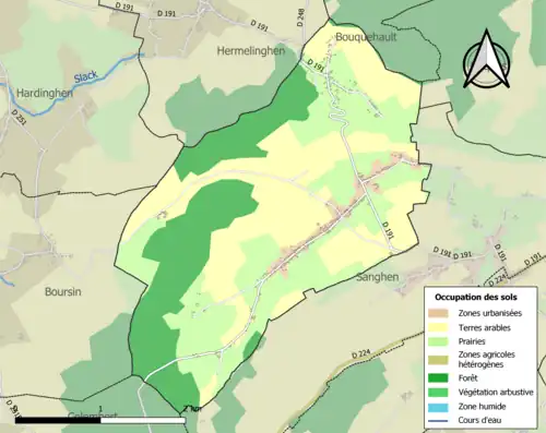 Carte en couleurs présentant l'occupation des sols.