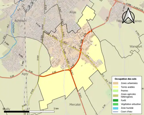 Carte en couleurs présentant l'occupation des sols.