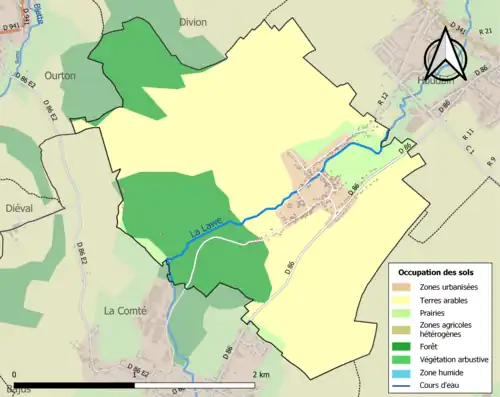 Carte en couleurs présentant l'occupation des sols.