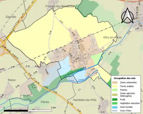 Carte en couleurs présentant l'occupation des sols.