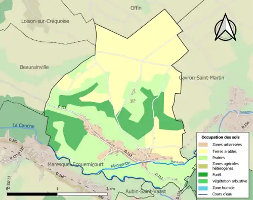 Carte en couleurs présentant l'occupation des sols.