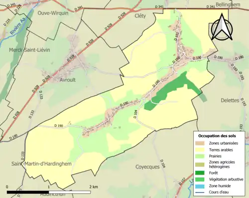 Carte en couleurs présentant l'occupation des sols.