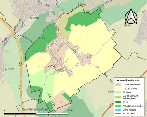Carte en couleurs présentant l'occupation des sols.
