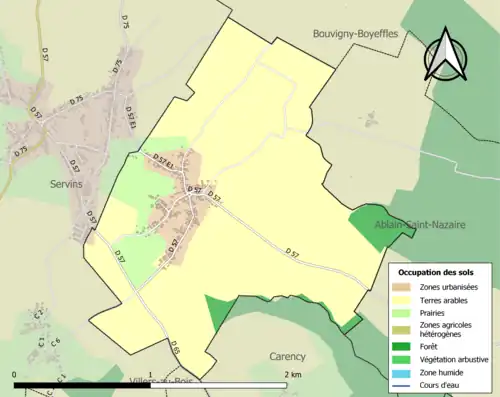 Carte en couleurs présentant l'occupation des sols.