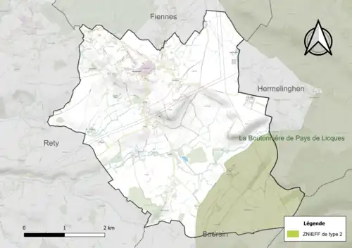 Carte de la ZNIEFF de type 2.
