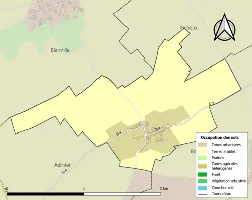 Carte en couleurs présentant l'occupation des sols.