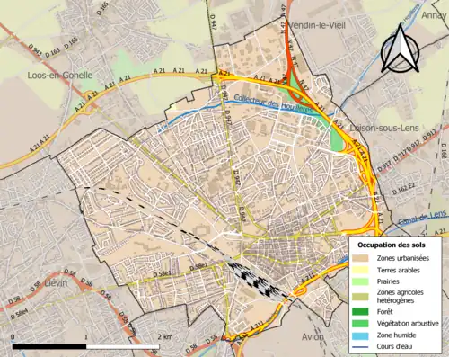 Carte en couleurs présentant l'occupation des sols.