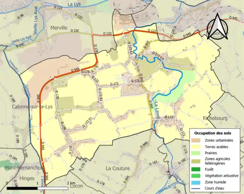 Carte en couleurs présentant l'occupation des sols.