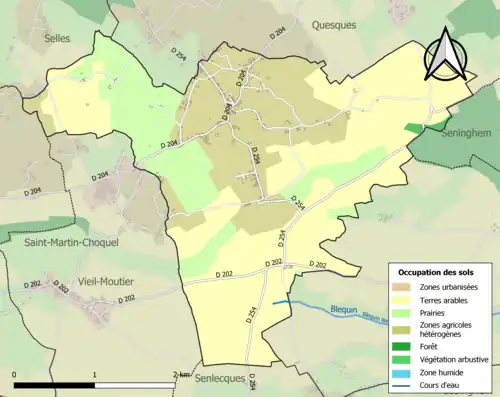 Carte en couleurs présentant l'occupation des sols.
