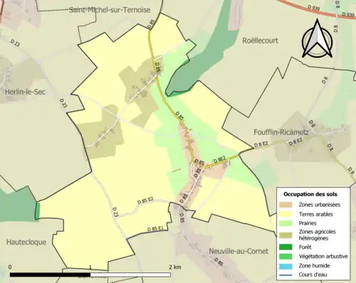 Carte en couleurs présentant l'occupation des sols.