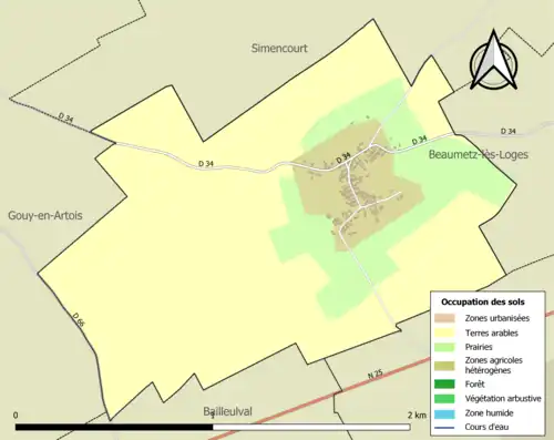 Carte en couleurs présentant l'occupation des sols.