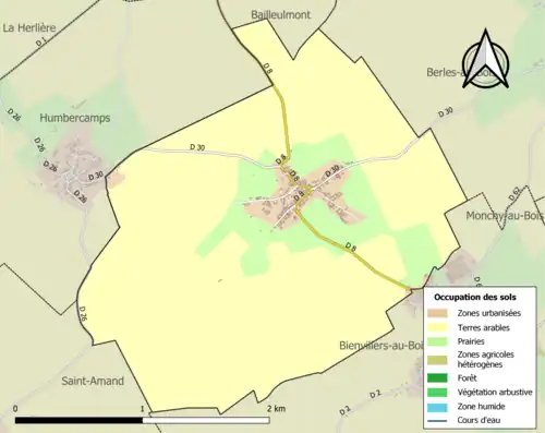 Carte en couleurs présentant l'occupation des sols.