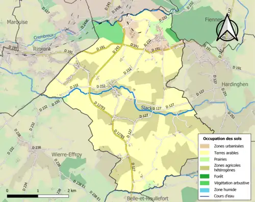 Carte en couleurs présentant l'occupation des sols.
