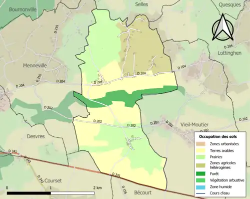 Carte en couleurs présentant l'occupation des sols.