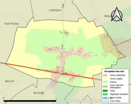 Carte en couleurs présentant l'occupation des sols.