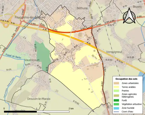 Carte en couleurs présentant l'occupation des sols.