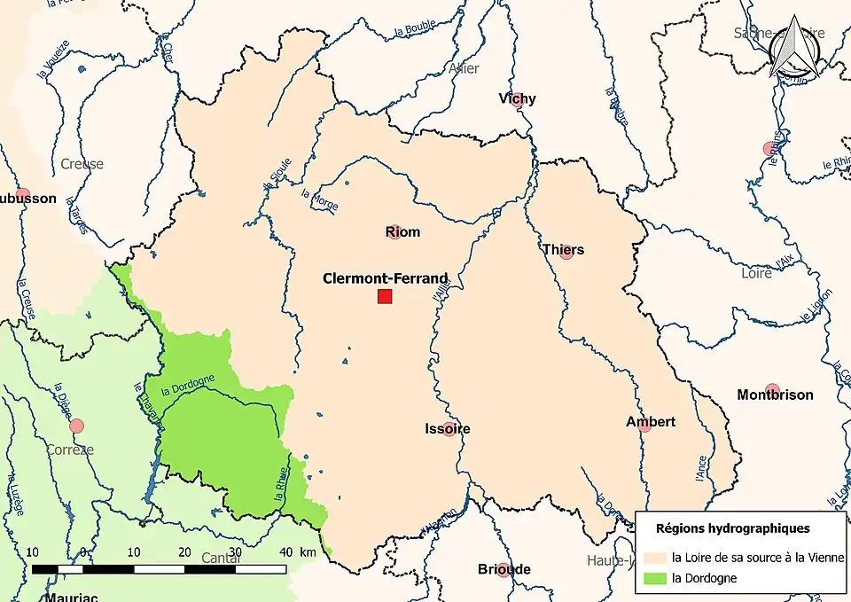 Le Puy-de-Dôme est découpé en deux régions hydrographiques.