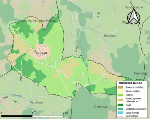 Carte en couleurs présentant l'occupation des sols.