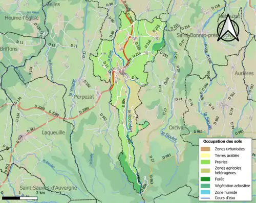 Carte en couleurs présentant l'occupation des sols.