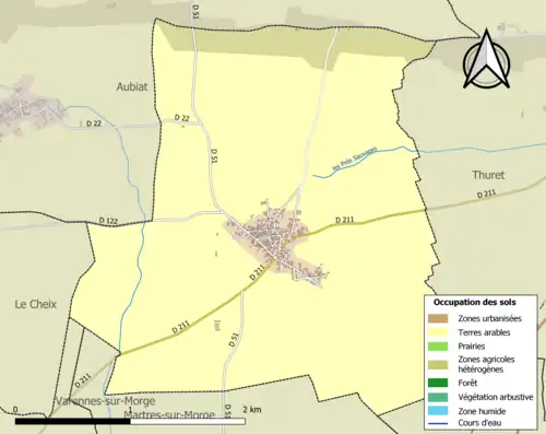 Carte en couleurs présentant l'occupation des sols.