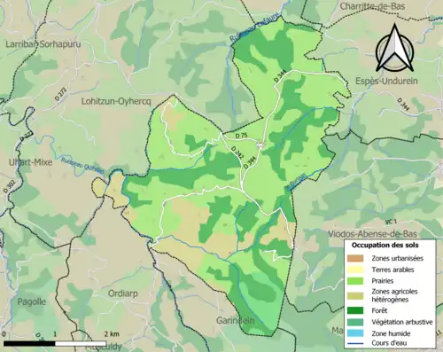 Carte en couleurs présentant l'occupation des sols.