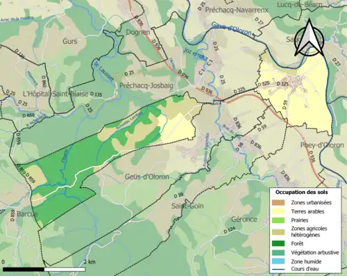 Carte en couleurs présentant l'occupation des sols.